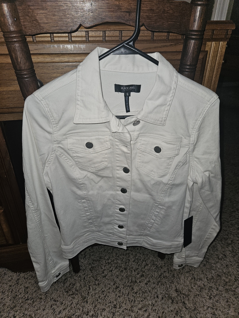 Black Label Cream-White Denim Jacket with Metal Buttons